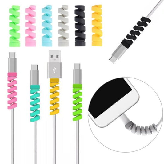 Pack of 4 Spiral Silicone Cable Protectors – Durable Wire Covers for Chargers, Earphones, USB Cables & Mouse – Eco-Friendly & Flexible Design