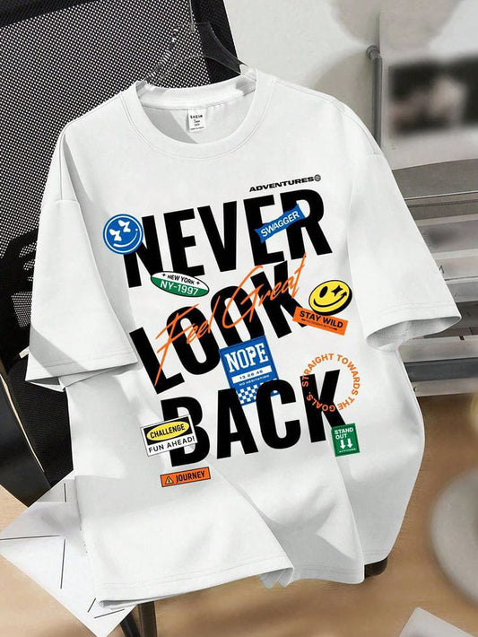 Never Look Back" Unisex DTF Printed Half Sleeve T-Shirt – Soft & Comfortable Casual Wear
