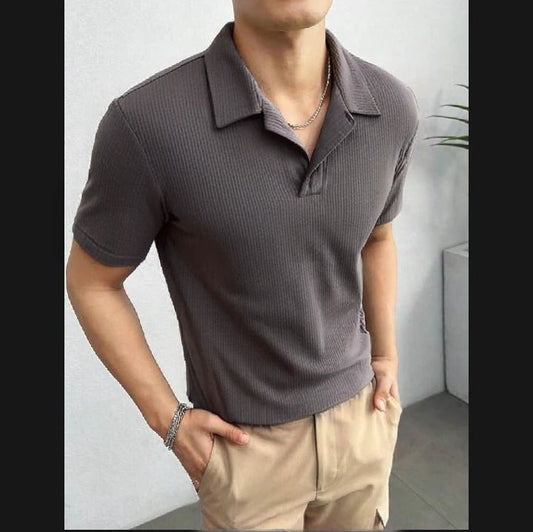 2025 Men’s Textured Waffle Knitted Polo T-Shirts – Stylish & Breathable Polo Shirts for Men,new designene