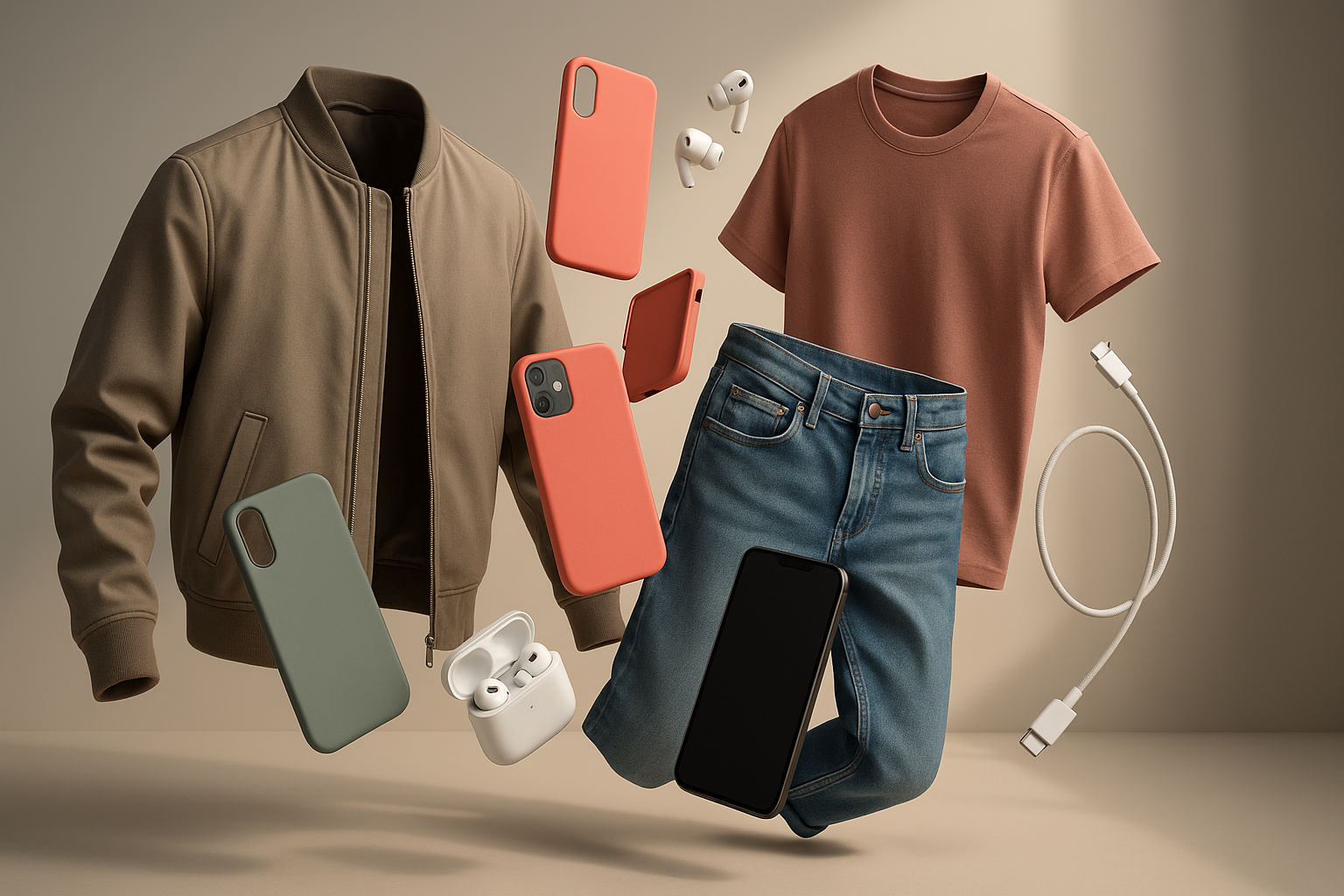 cloths and mobile accessories 3d pic
