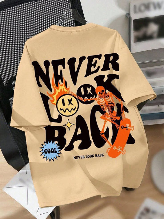 Never Look Back"  DTF Printed Half Sleeve T-Shirt – Soft & Comfortable Casual Wear